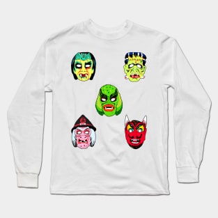 Vintage Horror Mask Set Long Sleeve T-Shirt